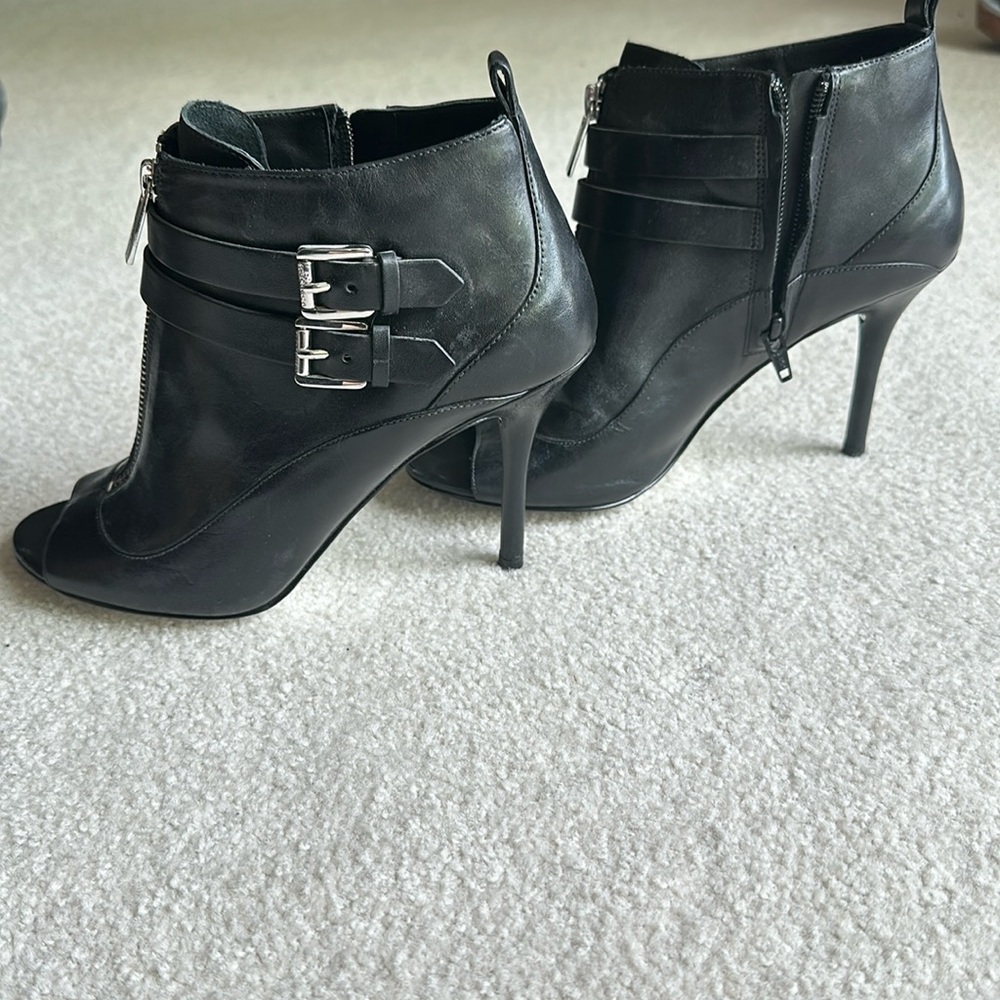 Michael by Micheal Kors black leather heels with silver hardware